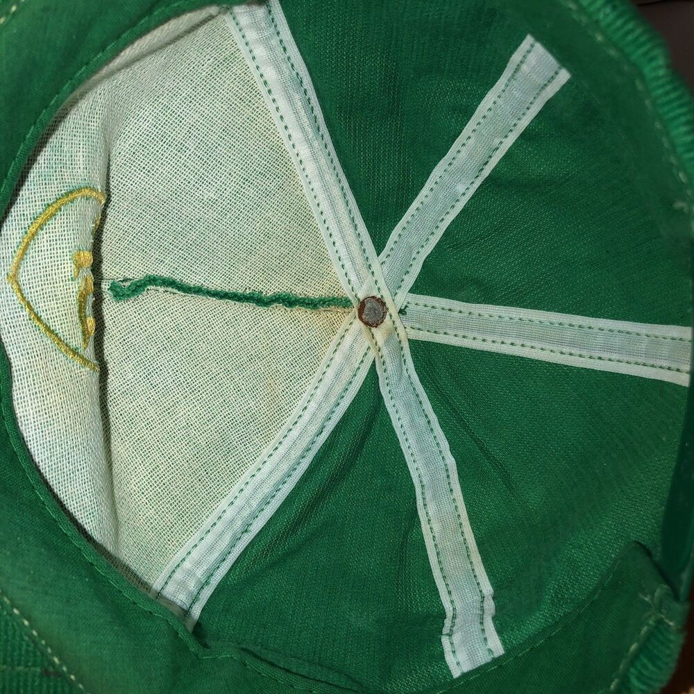 Vintage BP OIL Lima Ohio 80s USA Green Corduroy Hat Cap Snapback Gold Stitching - Picture 11 of 12
